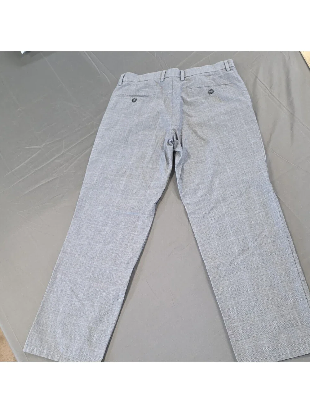 Dockers Gray Plaid Cotton Elastane Straight Fit Flat Front Dress Pants 34w x 32l